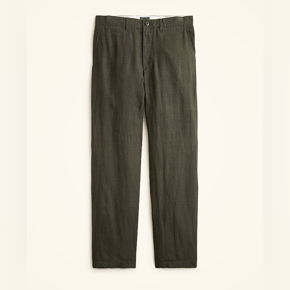 J. Crew Men's Classic Fit Linen Trouser Pants Nolan Olive Brown NWT